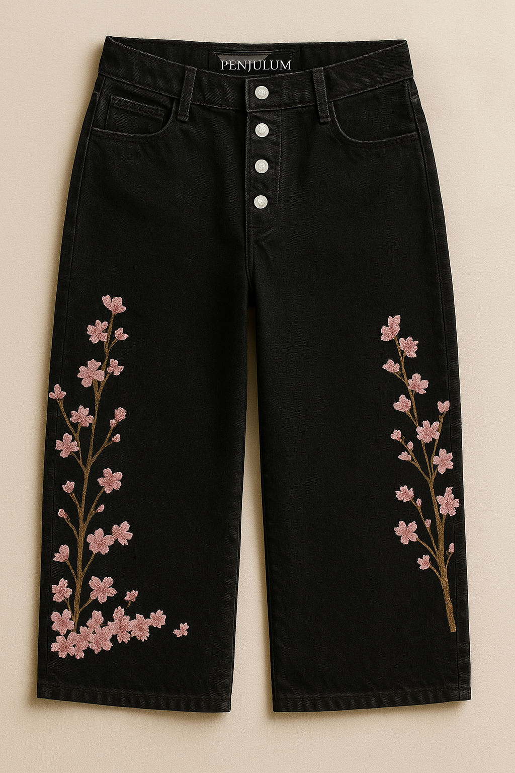 “fallen knight” cherry blossom baggy jeans